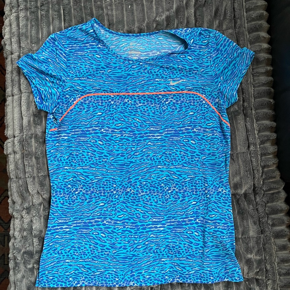 Nike Dri-fit Blue Leopard Running Tee -sz S